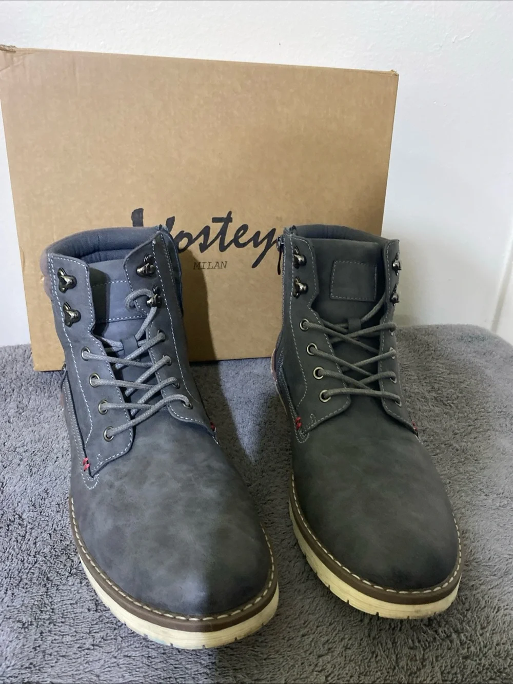 Men's Dark Brown Lace-Up Casual Boots with Padded Collar